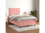 Upholstered bed base with mattress, Pink, 120x200 cm, Velvet, FWYI32672