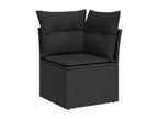 9-piece garden furniture set with cushions, black resin wicker VCIG39117