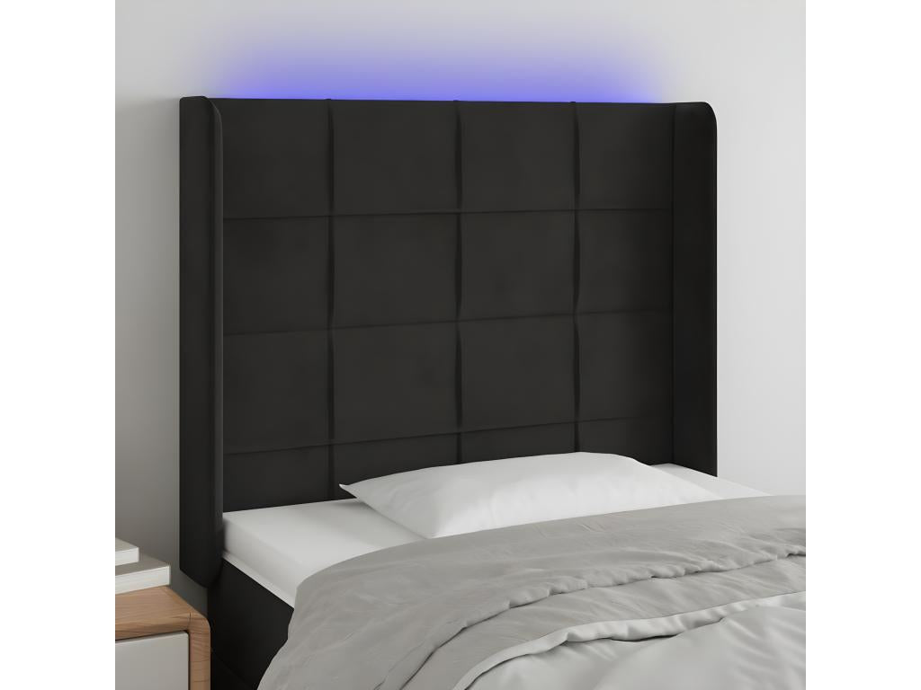 Black LED Headboard 103x16x118-128 Velvet BSIL57418