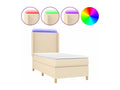Upholstered bed base with mattress and LED lighting, Cream, 80x200cm, Fabric VFJD62593