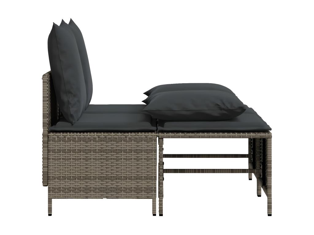 4-piece garden furniture set with grey resin wicker cushions QMAG97675