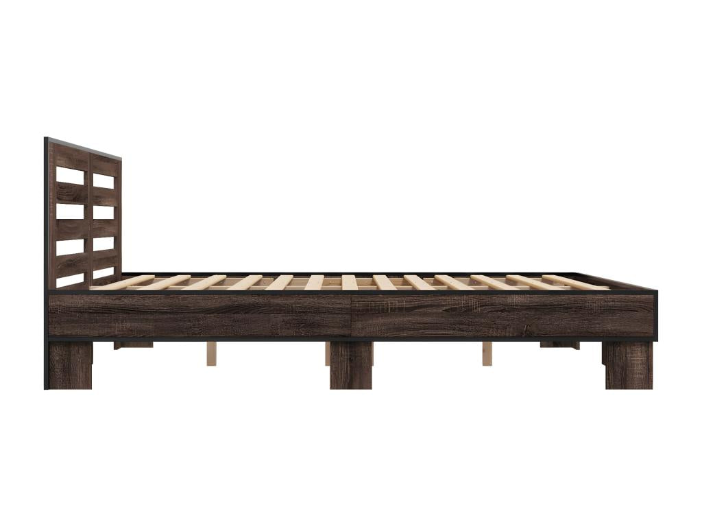 Bed frame without mattress, brown oak, 200x200 cm, EQTS85518