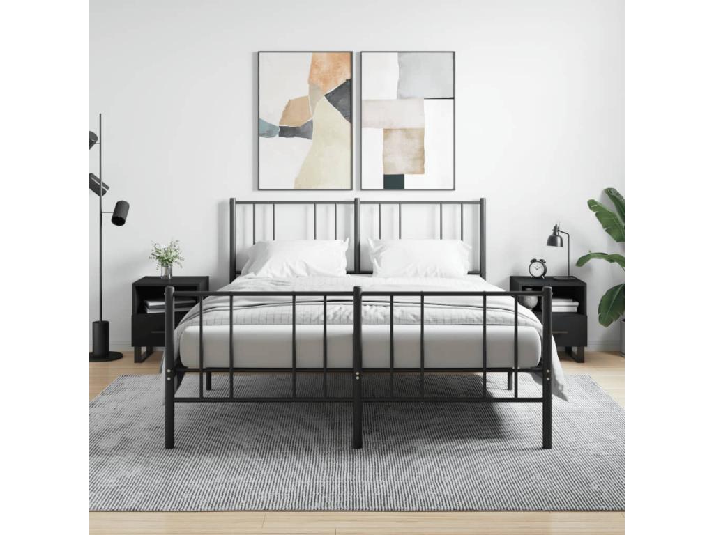 2-piece black bedside tables, 40x35x47.5 cm, engineered wood, RNLV33051