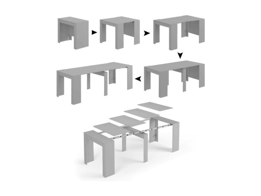 Dormeva Console Extendable Dining Table with Versatile Extensions, Seats Up to 10, 51/237x90h78 cm, Cement, ENEP46995