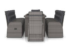 11-piece garden furniture set with cushions, grey wicker resin, QPNW97323