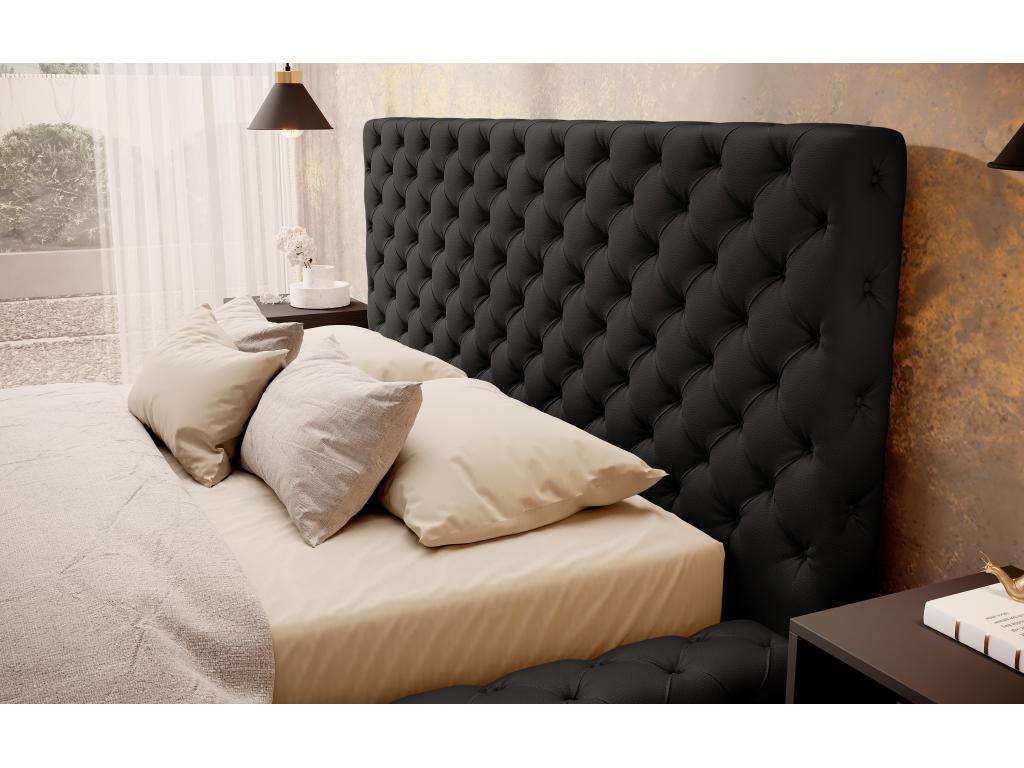Dormeva designer bed with headboard and storage compartment in black faux leather - 3 sizes - 160x200 BCOC26239