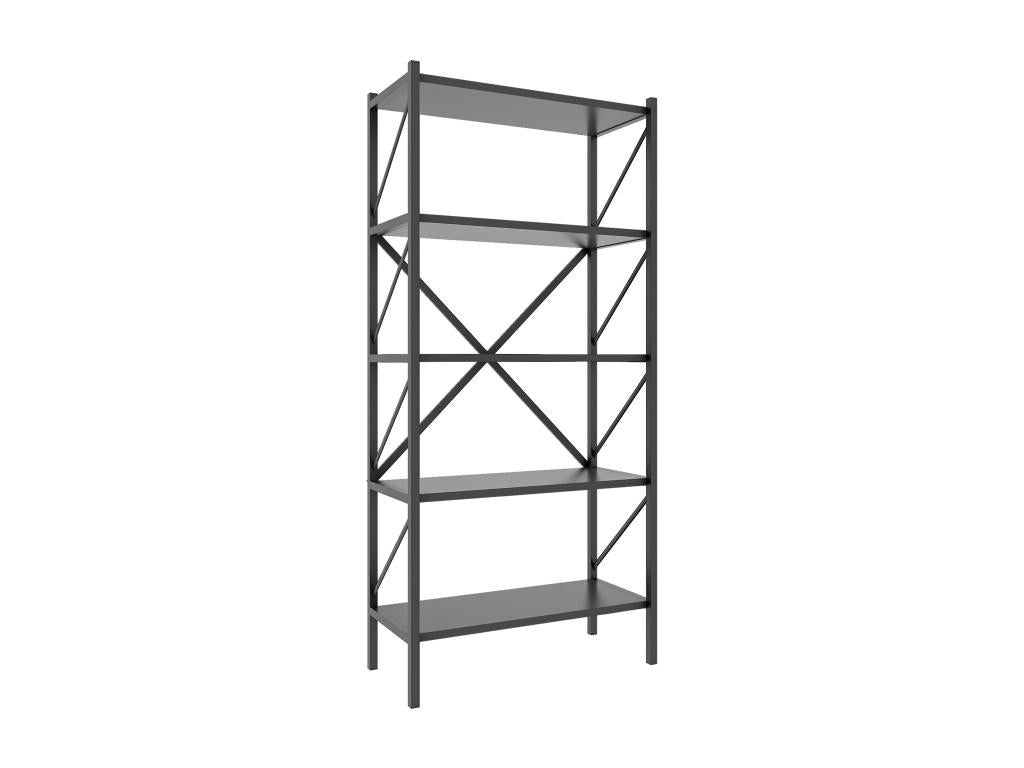 Dormeva Wood and Metal Storage Stand Bookshelf Decorative Bookcase Dormeva 5 Anthracite FBXJ79745