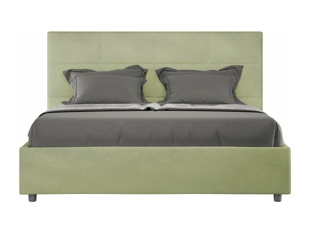 Bed with upholstered slatted base 160x200 microfiber green Dormeva QSFU28236