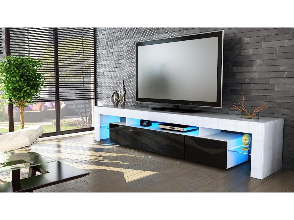 Black and White TV Stand 189cm with LED GGPS19199