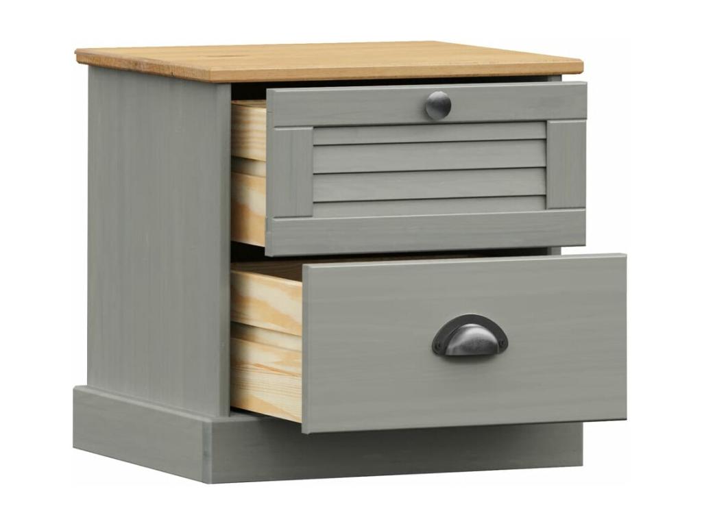 Dormeva bedside table, grey, 42x35x40 cm, solid pine wood, OZPY71608