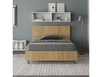 Single bed with 120x200cm slatted base and straight headboard in natural oak finish, Dormeva XBFD71769
