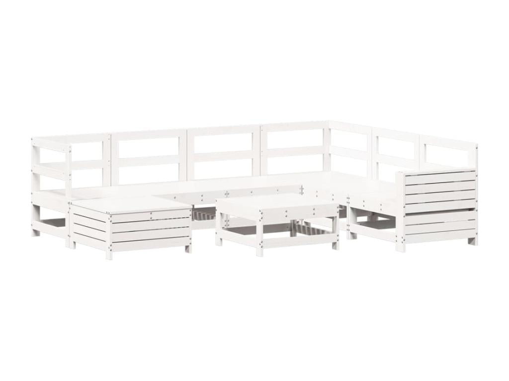 8-piece garden furniture set, white, solid pine wood DNIB00544