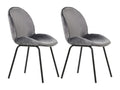 Set of 2 dining chairs - round backrest, velvet seat, metal frame, gold legs - for kitchen/living room - grey WGMI02741