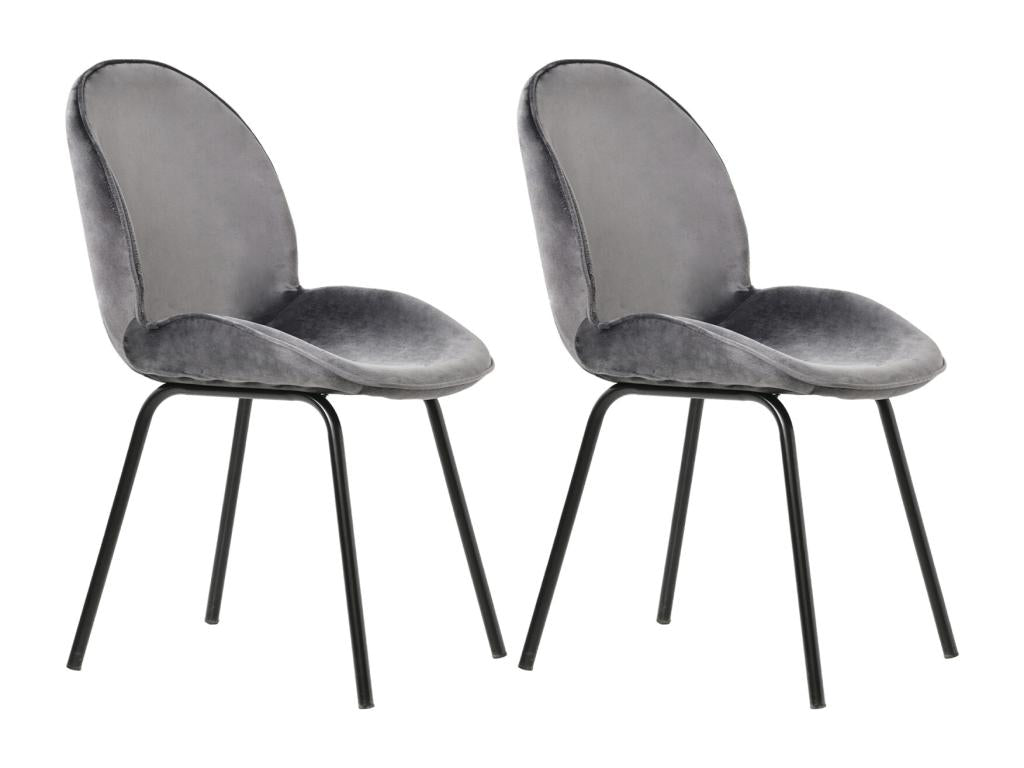 Set of 2 dining chairs - round backrest, velvet seat, metal frame, gold legs - for kitchen/living room - grey WGMI02741