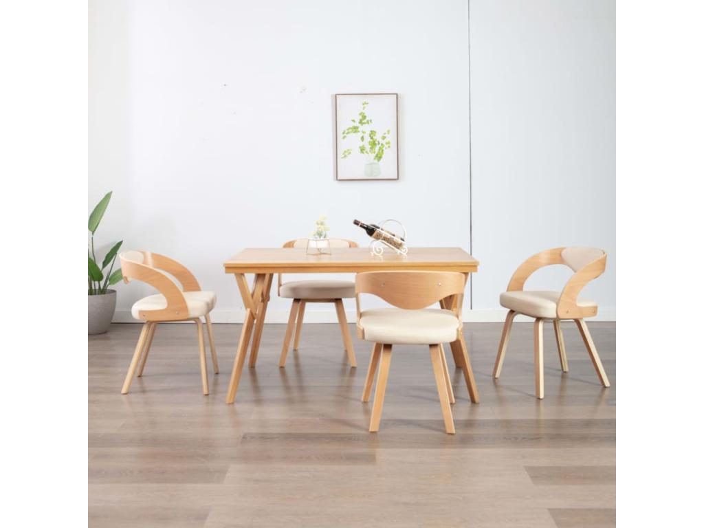 Set of 4 cream bentwood and faux leather dining chairs LNXW74260