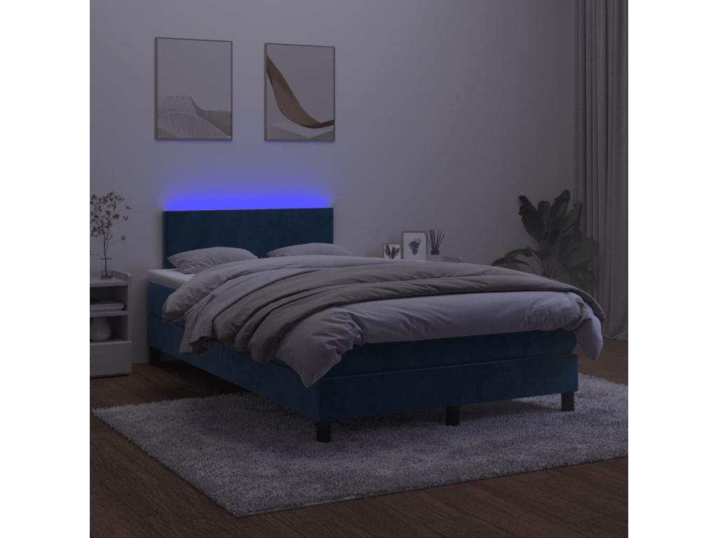 Lysvia bed base with dark blue LED mattress 120x190 cm EASF74971