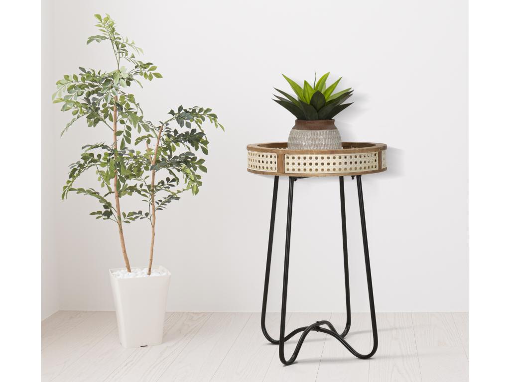 Coffee table in brown and black wood and metal, 40x60 cm YTFY21028