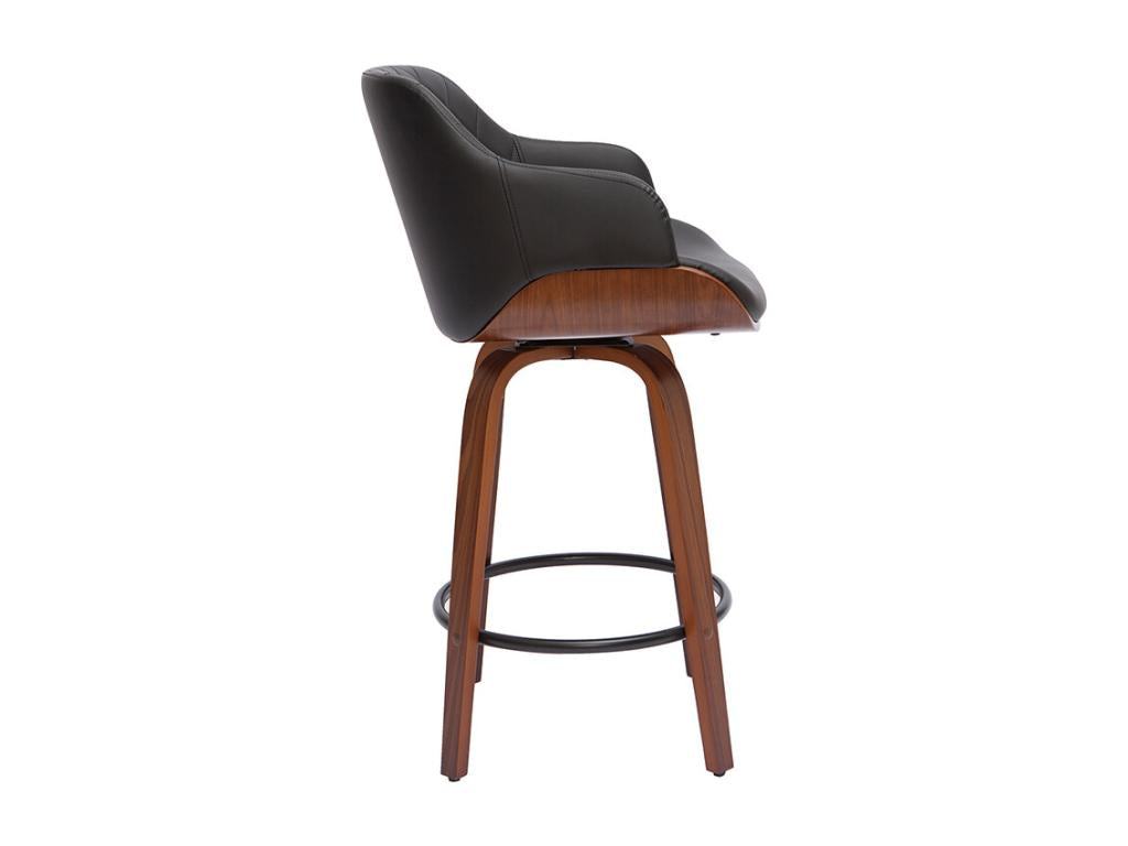 Dormeva ZALB59170 360° Swivel Designer Bar Stool, Black and Dark Wood, H65 cm