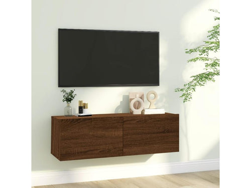 Wall-mounted TV cabinet, brown oak, 100x30x30 cm, engineered wood, ECDQ70144