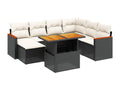 8-piece garden furniture set with cushions, black woven resin MOQD16926
