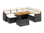8-piece garden furniture set with cushions, black woven resin MOQD16926