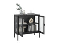 Black sideboard 70x35x70 cm glass and steel ADPJ74986