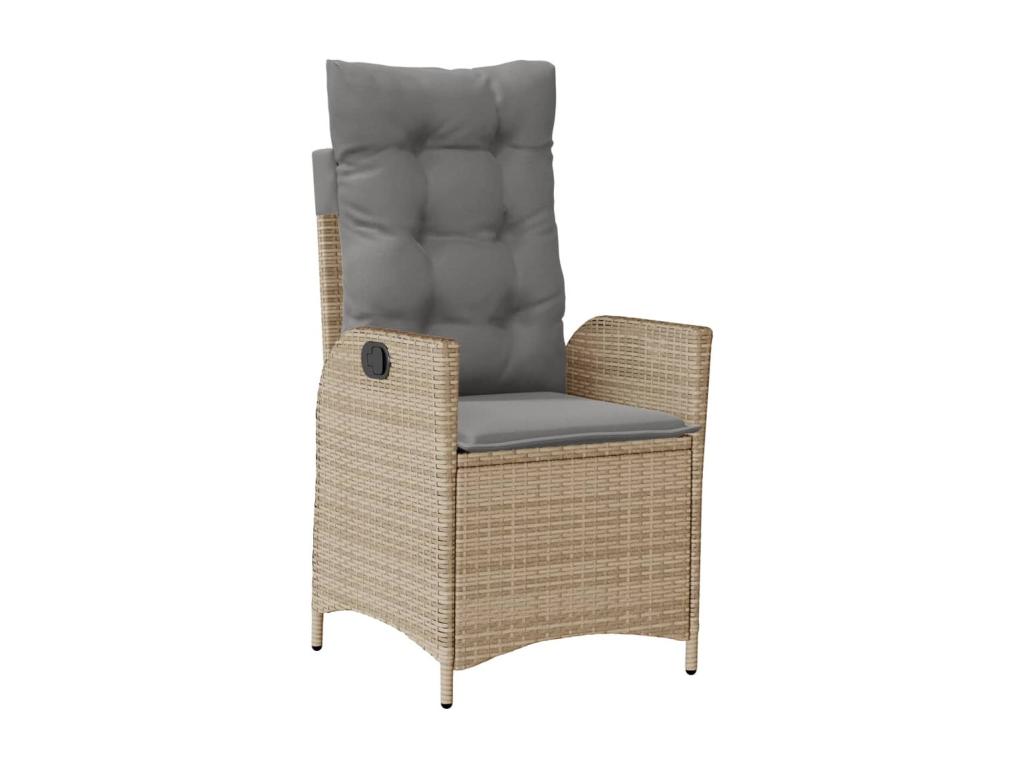 5-piece garden dining set with cushions, beige poly rattan, UPHA26527