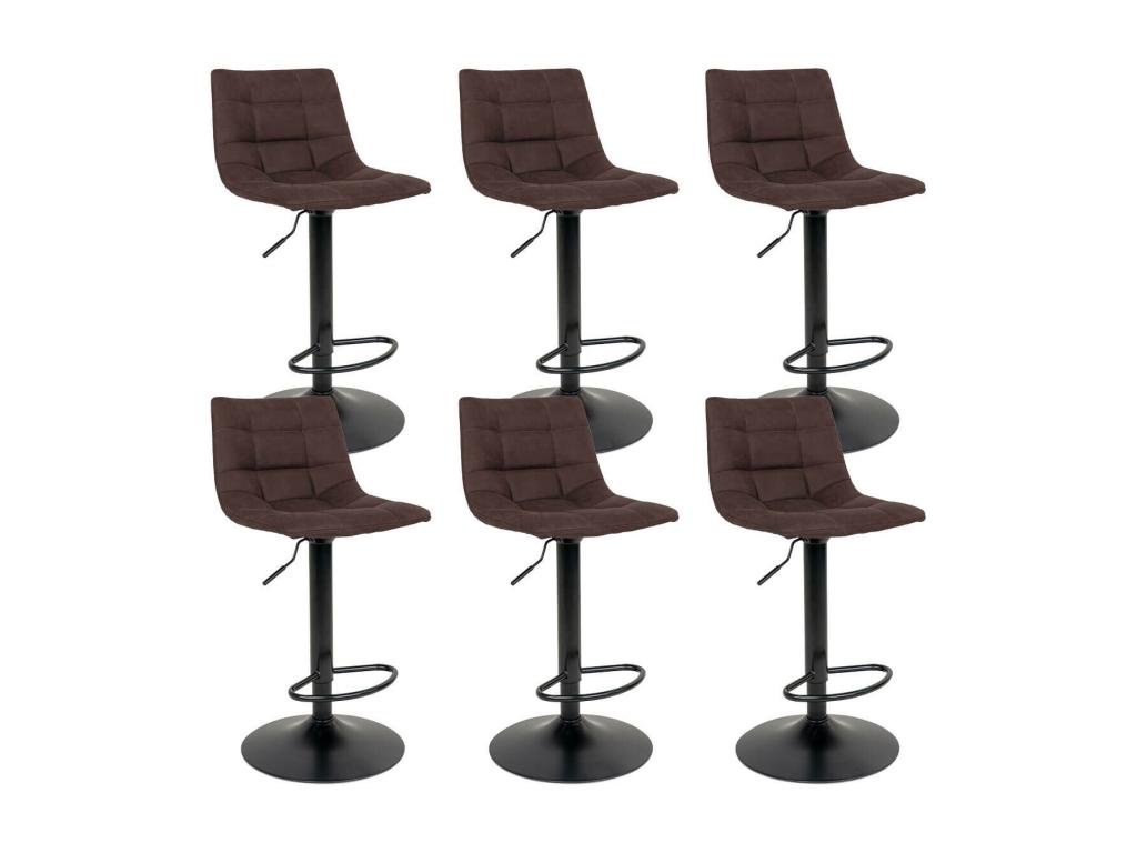 Zensova - Set of 6 Steel and Dark Brown Stools NKIP97258