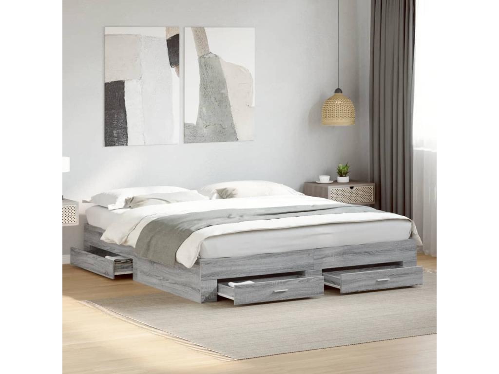 Dormeva grey bed frame with drawers (mattress not included) 180x200 cm XMIG19981