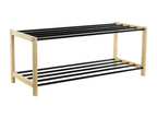 Shoe rack, shoe cabinet in natural pine wood and black metal - length 80 x depth 31 x height 32 cm SDXZ69295