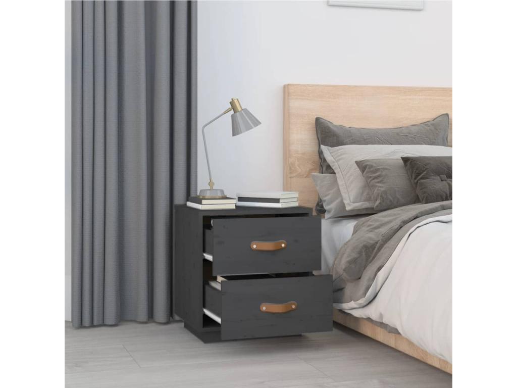 Bedside tables, 2 pcs, Grey, 40x34x45 cm, Solid pine wood, EJLL90158