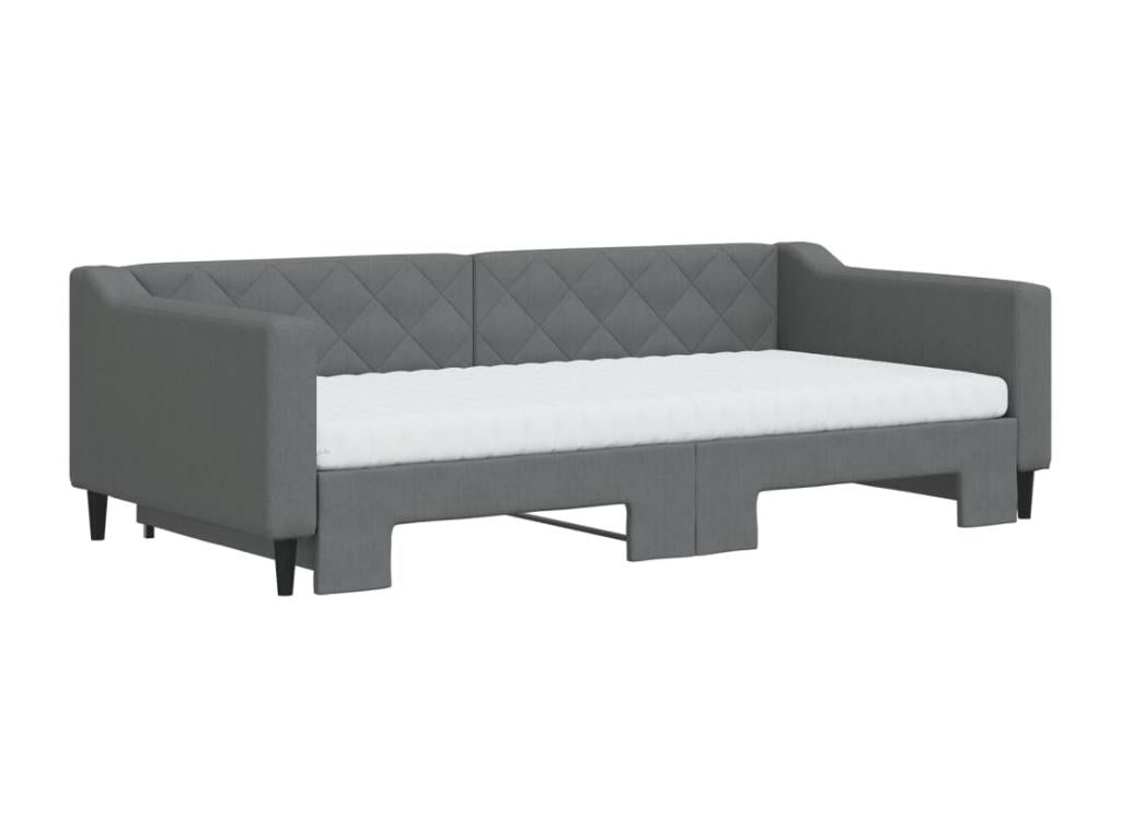 Daybed with pull-out bed and dark grey mattress 100x200 cm fabric DEAX65868