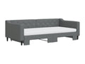 Daybed with pull-out bed and dark grey mattress 100x200 cm fabric DEAX65868