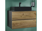 Dormeva 2-piece bathroom vanity set, Lendas S BL sink with drawer, anthracite/honey oak TSOK89461