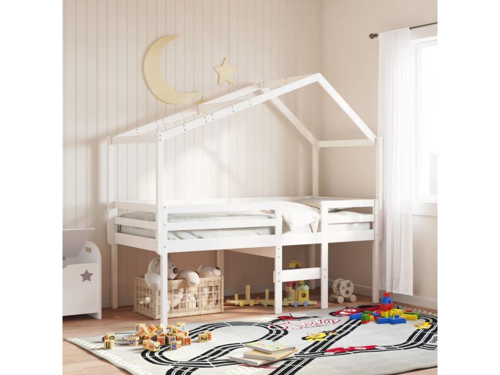 High bed with white roof 80x200 cm solid pine wood EKGW94358