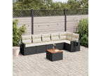 7-piece garden furniture set with cushions, black woven resin GUKU78856