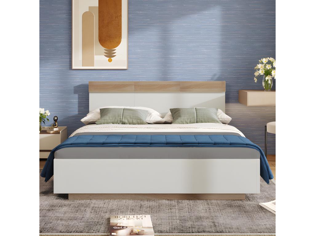 Adult bed 140x200cm - floating bed with slatted base by Dormeva - wooden frame - white USOE78730