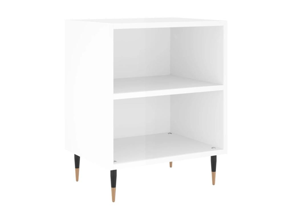 High-gloss white bedside table 40x30x50 cm engineered wood QCIF33565