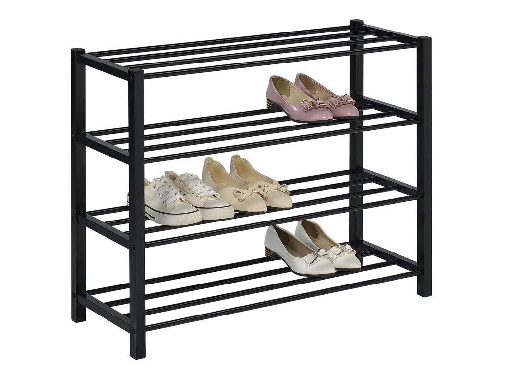Lumenao shoe rack, shoe storage rack with 4 tiers in black lacquered metal DTZO72476