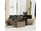 5-piece garden furniture set with grey resin wicker cushions YJMX06974