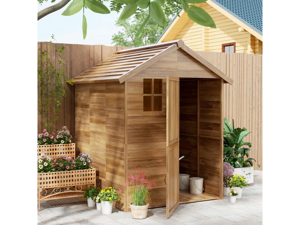 Garden shed, surface area 2.88 m², dimensions 1.97mL x 1.8mW x 2.2mH, shed with door and window, floor included, pre-oiled wood, BQSR98140