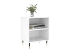High-gloss white bedside table 40x30x50 cm engineered wood QCIF33565