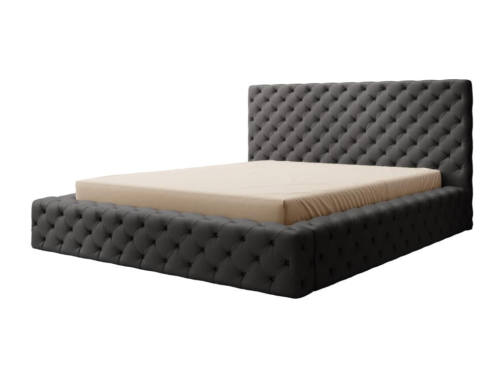 Dormeva designer bed with headboard and storage compartment in black faux leather - 3 sizes - 160x200 BCOC26239