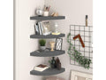 Floating corner shelves, 4 pcs, glossy grey, 35x35x3.8cm, MDF, GSNF04439