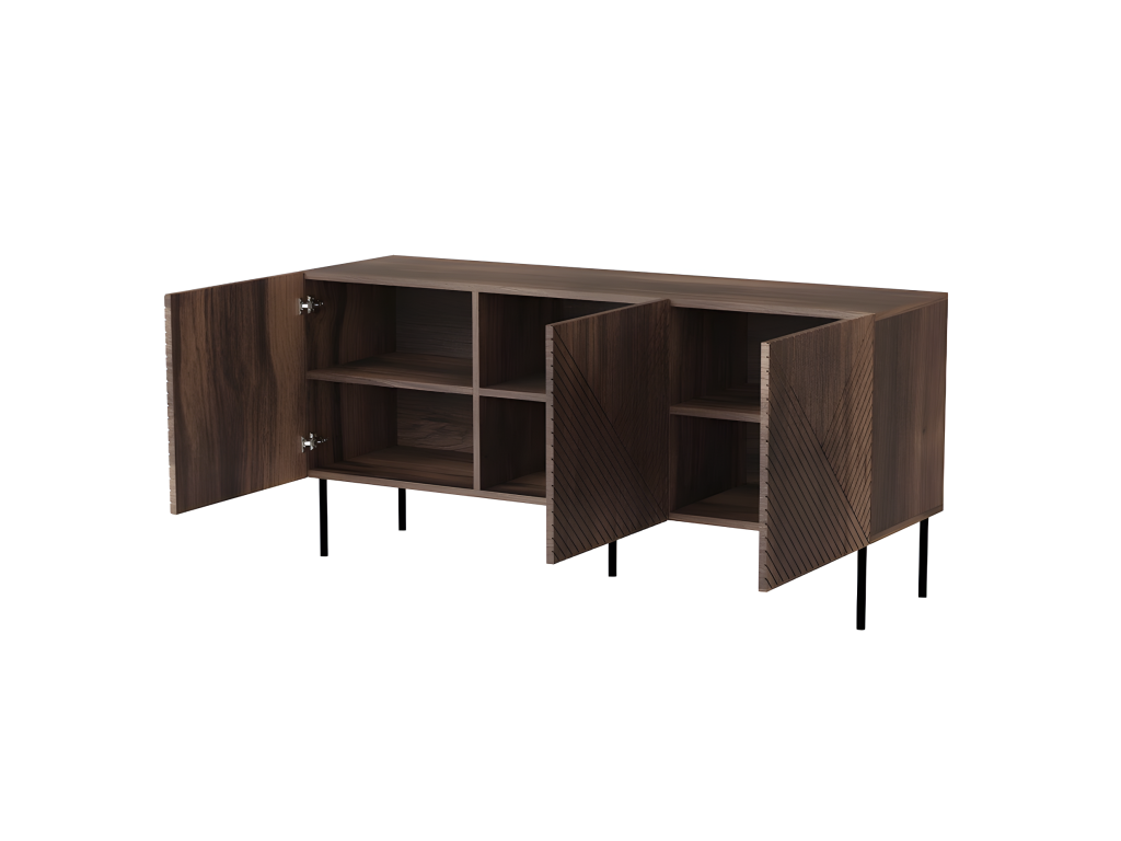 Dormeva 3-Door Universal Storage Chest, Matte Black, 150x70x42cm, on Legs, IYIS99304