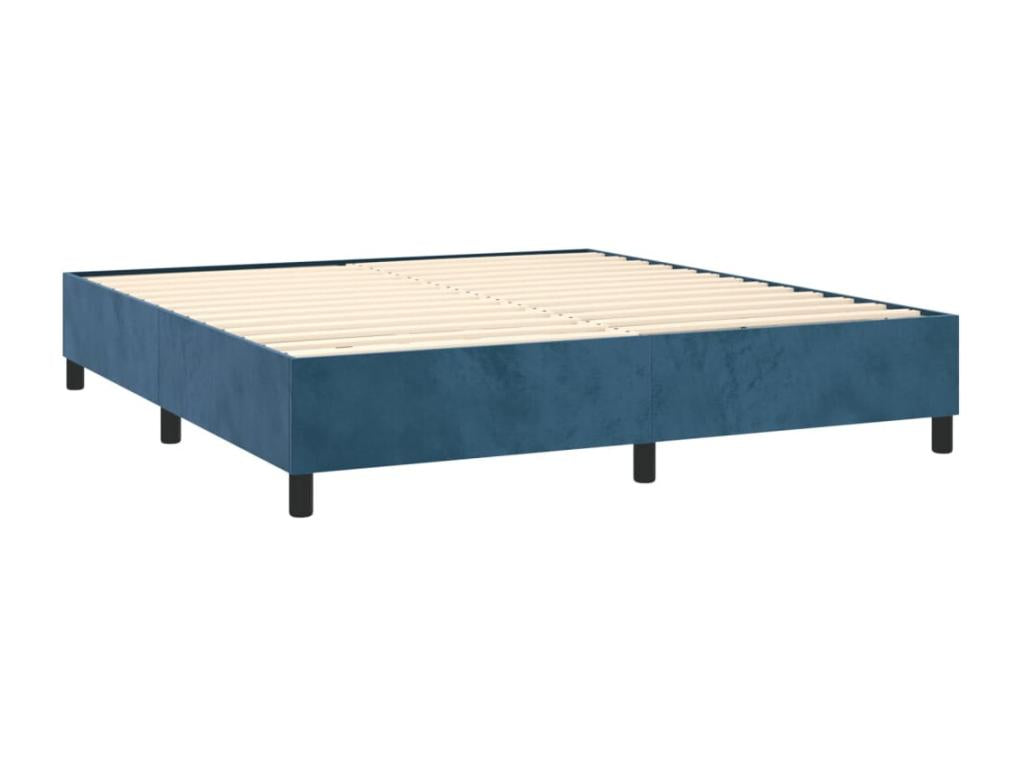 Upholstered bed base with mattress and LED light, dark blue, 180x200 cm, velvet, CQGQ34763