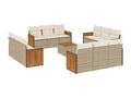 13-piece beige resin wicker garden furniture set with cushions XRNH09459