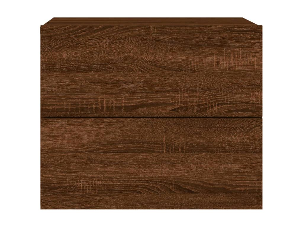 Wall-mounted bedside tables with LED lights, 2 pcs, brown oak, IEVC51364