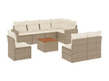 9-piece beige resin wicker garden furniture set with cushions YOKP14827