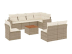 9-piece beige resin wicker garden furniture set with cushions YOKP14827